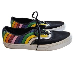 Vans Authentic Rainbow Refract Black Multi Skateboard Skate Shoes Men's 12